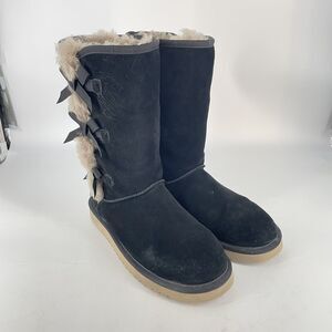 Koolaburra by UGG Victoria Boots 1015875 Tall Suede Black Women's Size 10 Bows